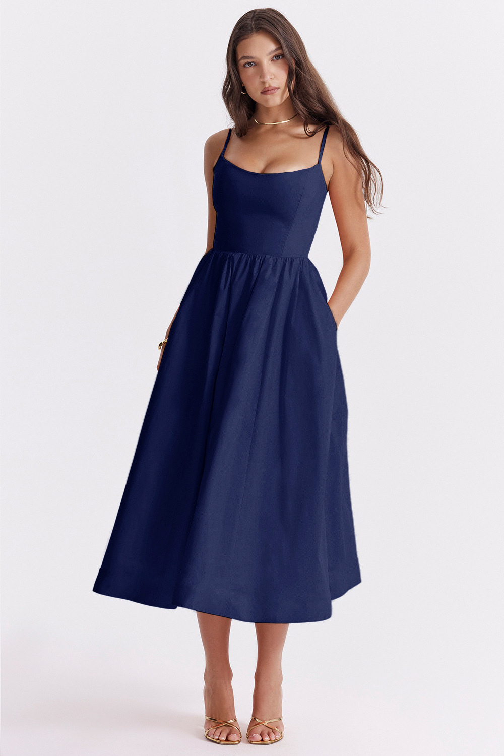 ESTELLE | Elegant Corset Summer Midi Dress - perlanotturna
