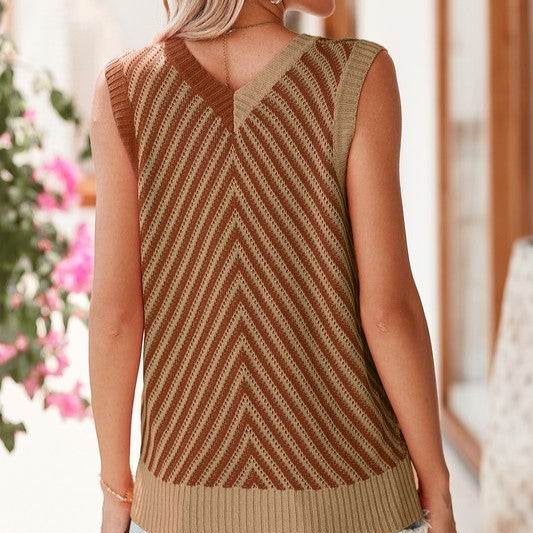Novara – Chevron Knit Vest - perlanotturna