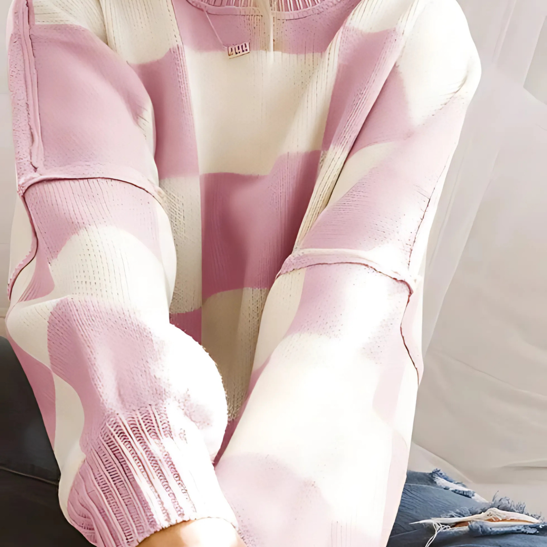 Renvo™ - Women’s Checkerboard Knit Sweater - perlanotturna