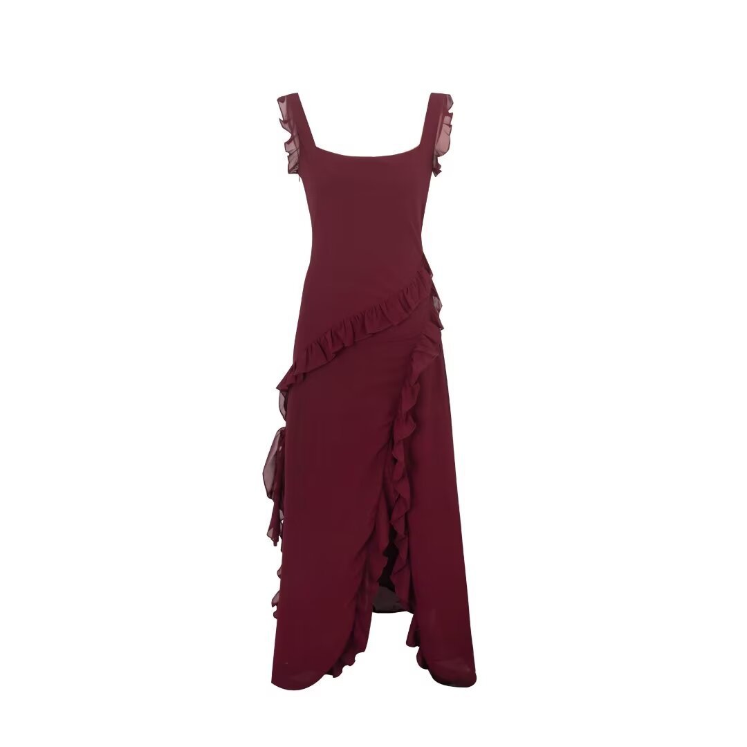 Sorella – Cherry Ruffle Maxi Dress for Women | Trendy & Flowy - perlanotturna