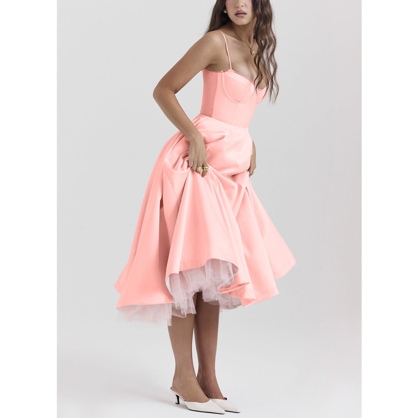 YLIANA | Romantic Summer Midi Dress - perlanotturna
