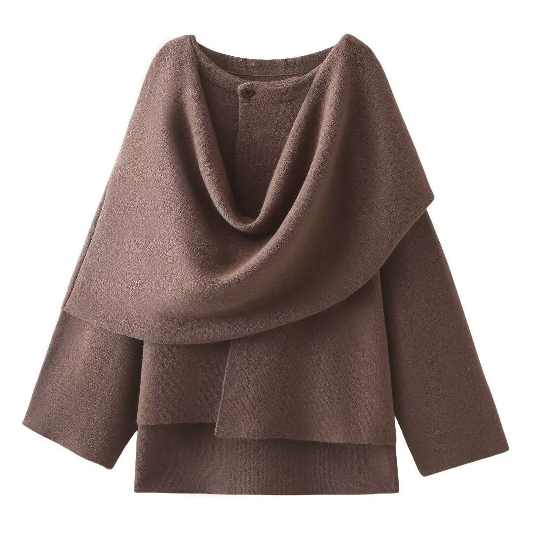 Maeli – Cozy-Chic Winter Coat with Built-In Scarf for Women - perlanotturna