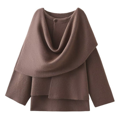 Maeli – Cozy-Chic Winter Coat with Built-In Scarf for Women - perlanotturna