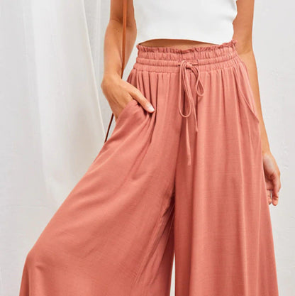 Solara – High Waist Palazzo Pants with Tie & Pockets for Women | Women’s Fashion Clothing Online - perlanotturna