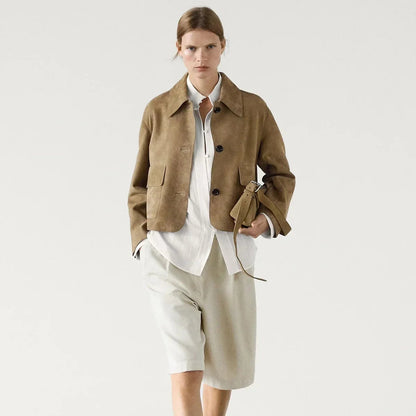Lyssa – Cropped Suede Jacket for Women | Trendy Women’s Fashion Clothing Online - perlanotturna