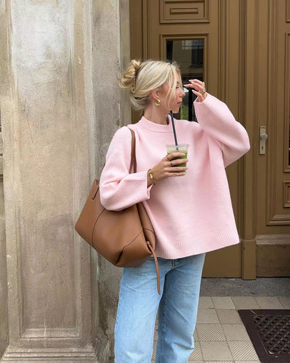 Serena – Soft Knit Crewneck Sweater for Women - perlanotturna