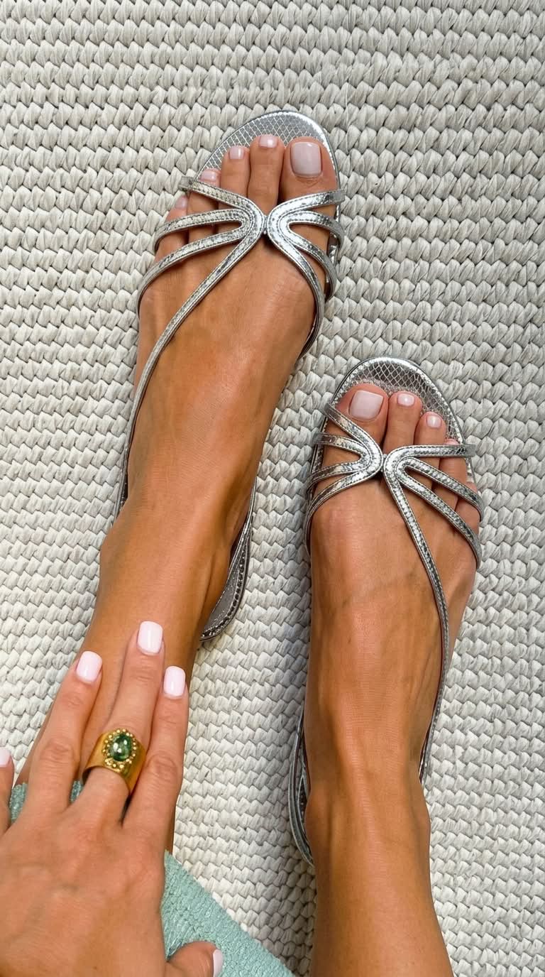 Metallic Shiny Sandals with Straps