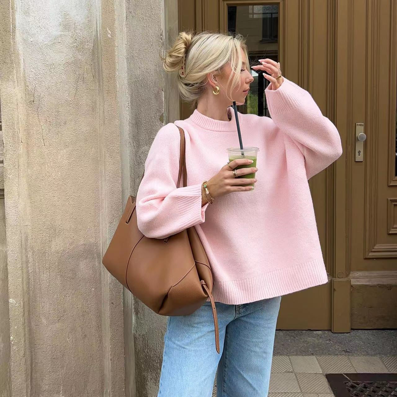 Serena – Soft Knit Crewneck Sweater for Women - perlanotturna