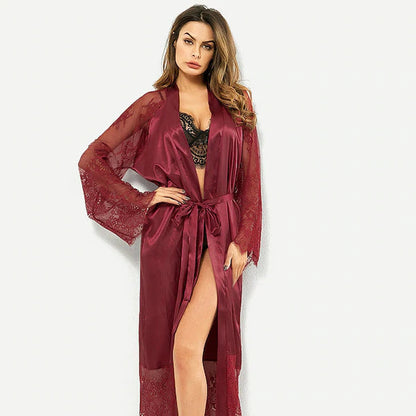 Elaris – Satin Lace Long Sleeve Nightgown