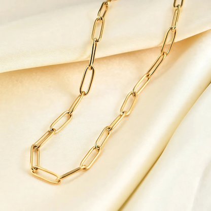GoldMuse™ 14K Paperclip Chain – Bold, Lightweight & Timeless - perlanotturna