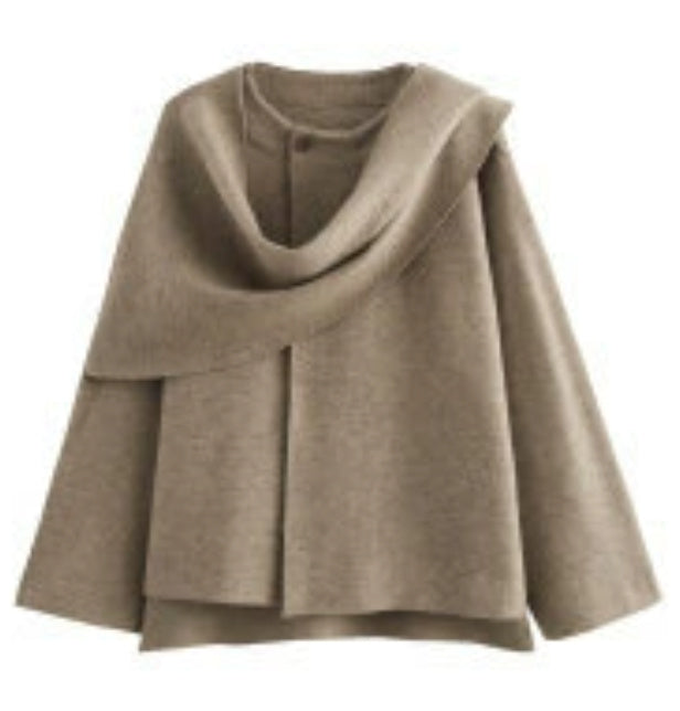 Maeli – Cozy-Chic Winter Coat with Built-In Scarf for Women - perlanotturna