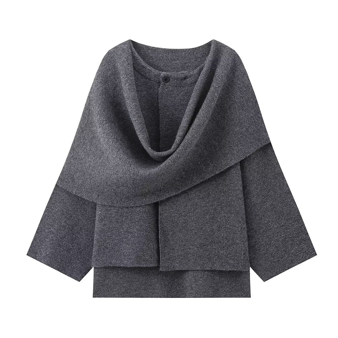 Maeli – Cozy-Chic Winter Coat with Built-In Scarf for Women - perlanotturna