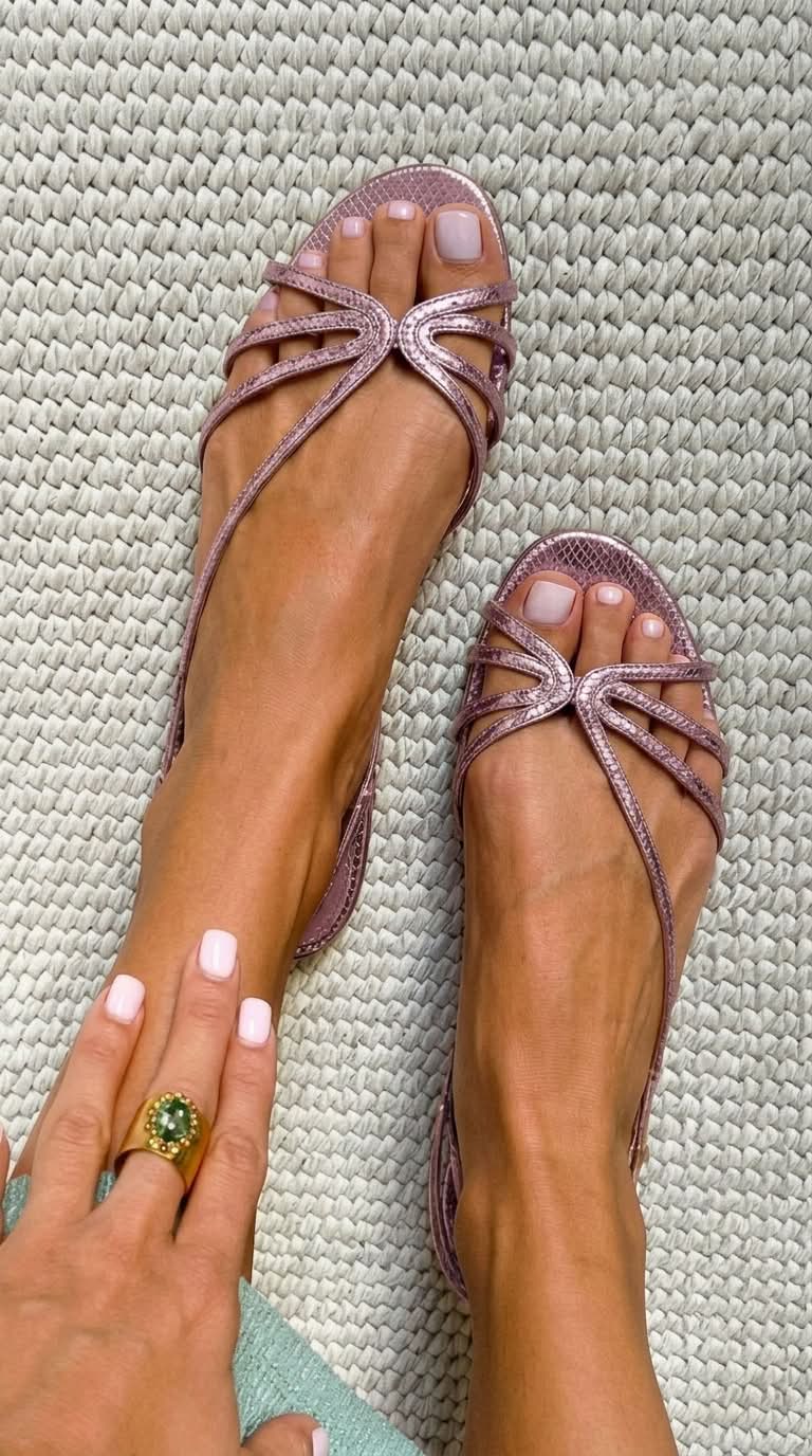 Metallic Shiny Sandals with Straps