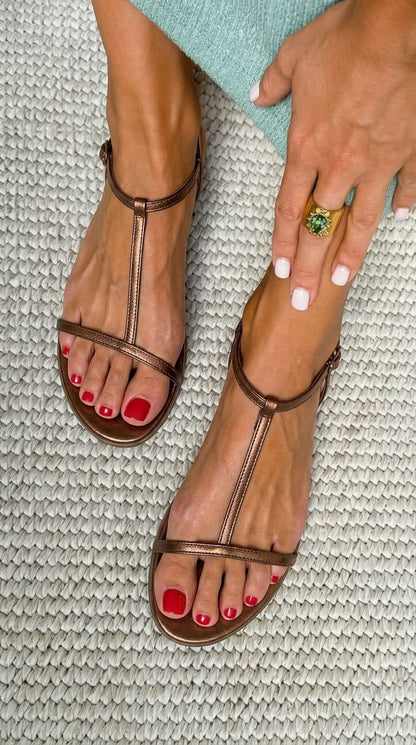 Metallic Shiny Ballerinas with T-Strap