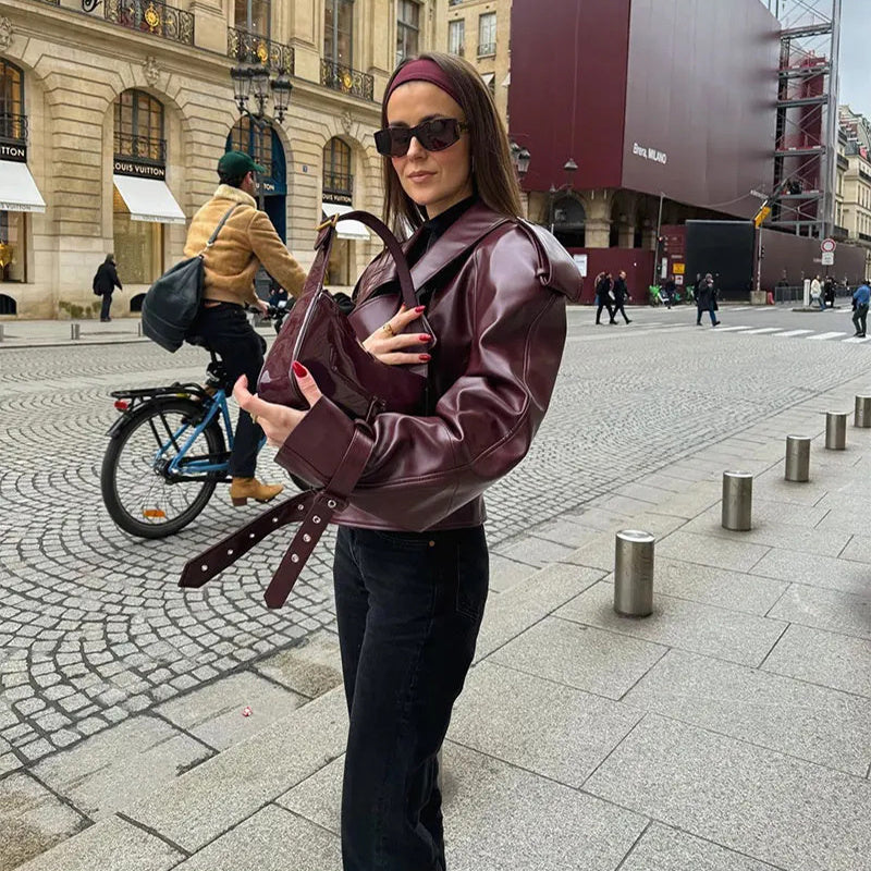 Zaria – Cool Cropped Leather Jacket for Women - perlanotturna