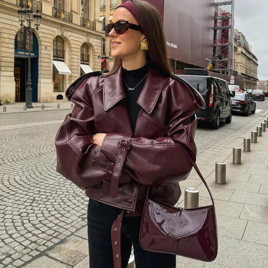 Zaria – Cool Cropped Leather Jacket for Women - perlanotturna