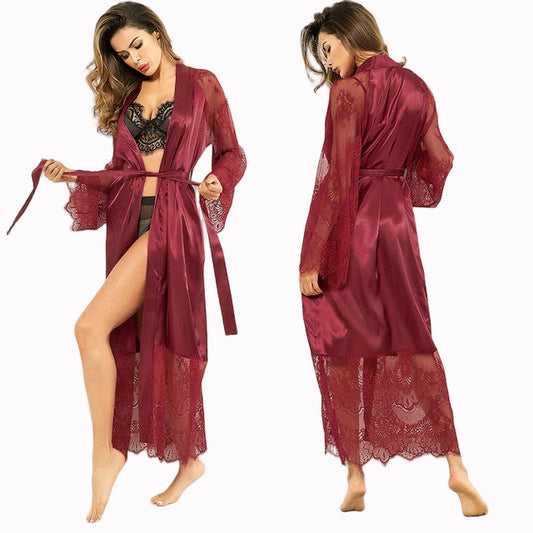 Elaris – Satin Lace Long Sleeve Nightgown