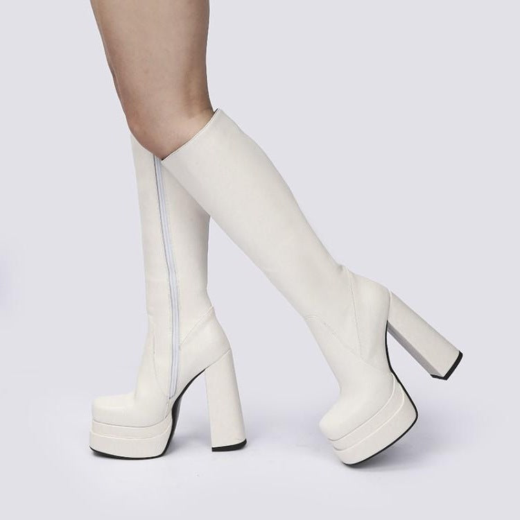 Berkleigh™ Knee-High Boots – Sleek Fit & Platform Block Heel - perlanotturna