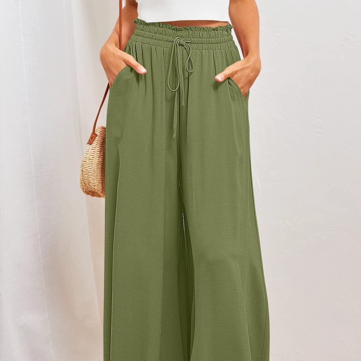 Solara – High Waist Palazzo Pants with Tie & Pockets for Women | Women’s Fashion Clothing Online - perlanotturna