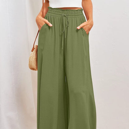 Solara – High Waist Palazzo Pants with Tie & Pockets for Women | Women’s Fashion Clothing Online - perlanotturna