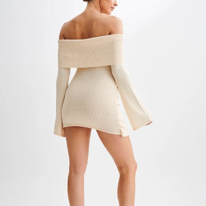Lyana – Off Shoulder Knit Mini Dress for Women | Trendy Women’s Dresses 2025 - perlanotturna