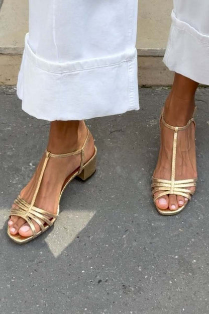 Metallic Buckled Sandals