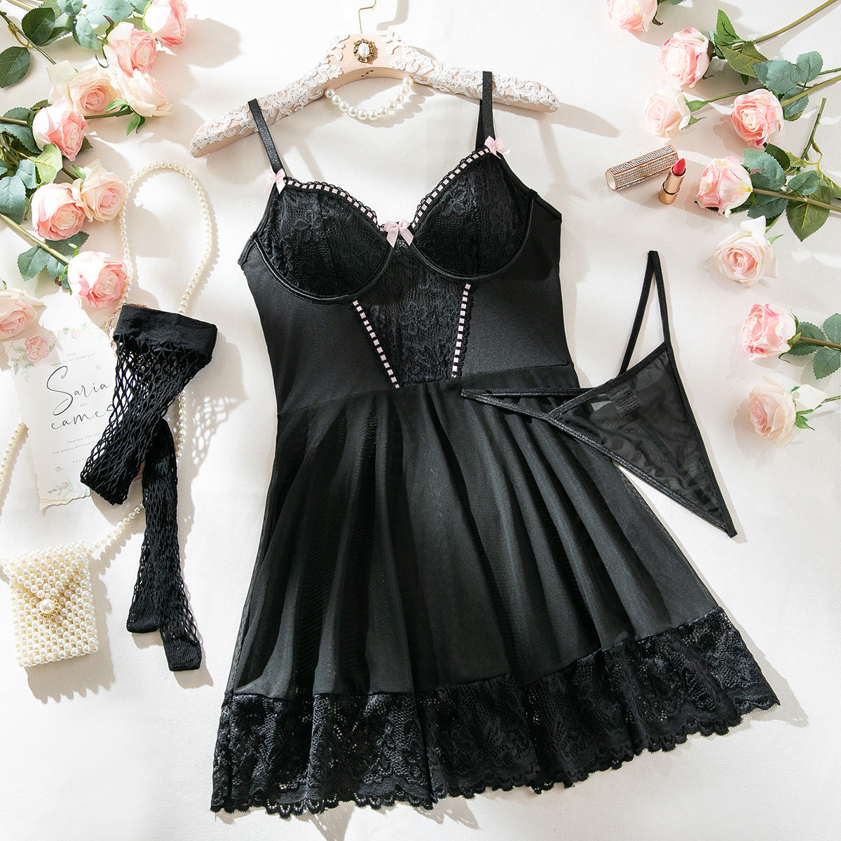 Lyana – Lace Mesh Chemise Lingerie
