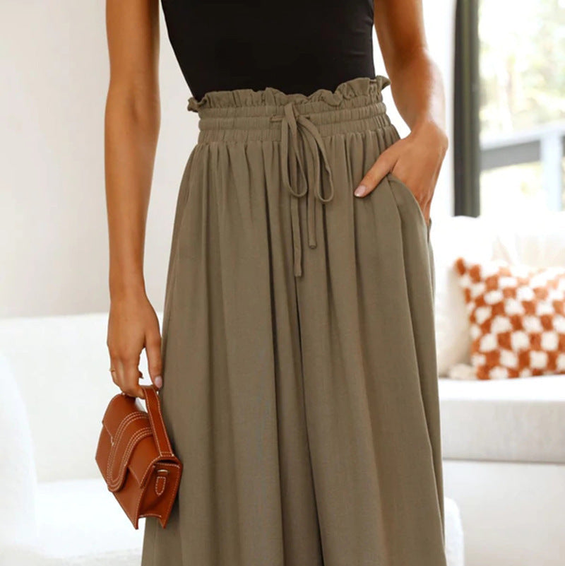 Solara – High Waist Palazzo Pants with Tie & Pockets for Women | Women’s Fashion Clothing Online - perlanotturna