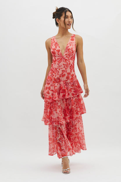 LISA | Floral Ruffle Maxi Dress