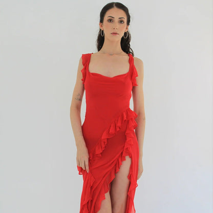 Sorella – Cherry Ruffle Maxi Dress for Women | Trendy & Flowy - perlanotturna