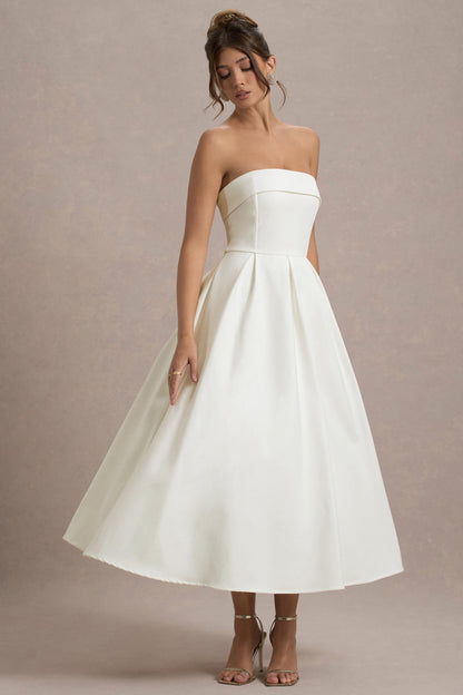 ANNE | Stylish Midi Dress with Off-Shoulder Neckline