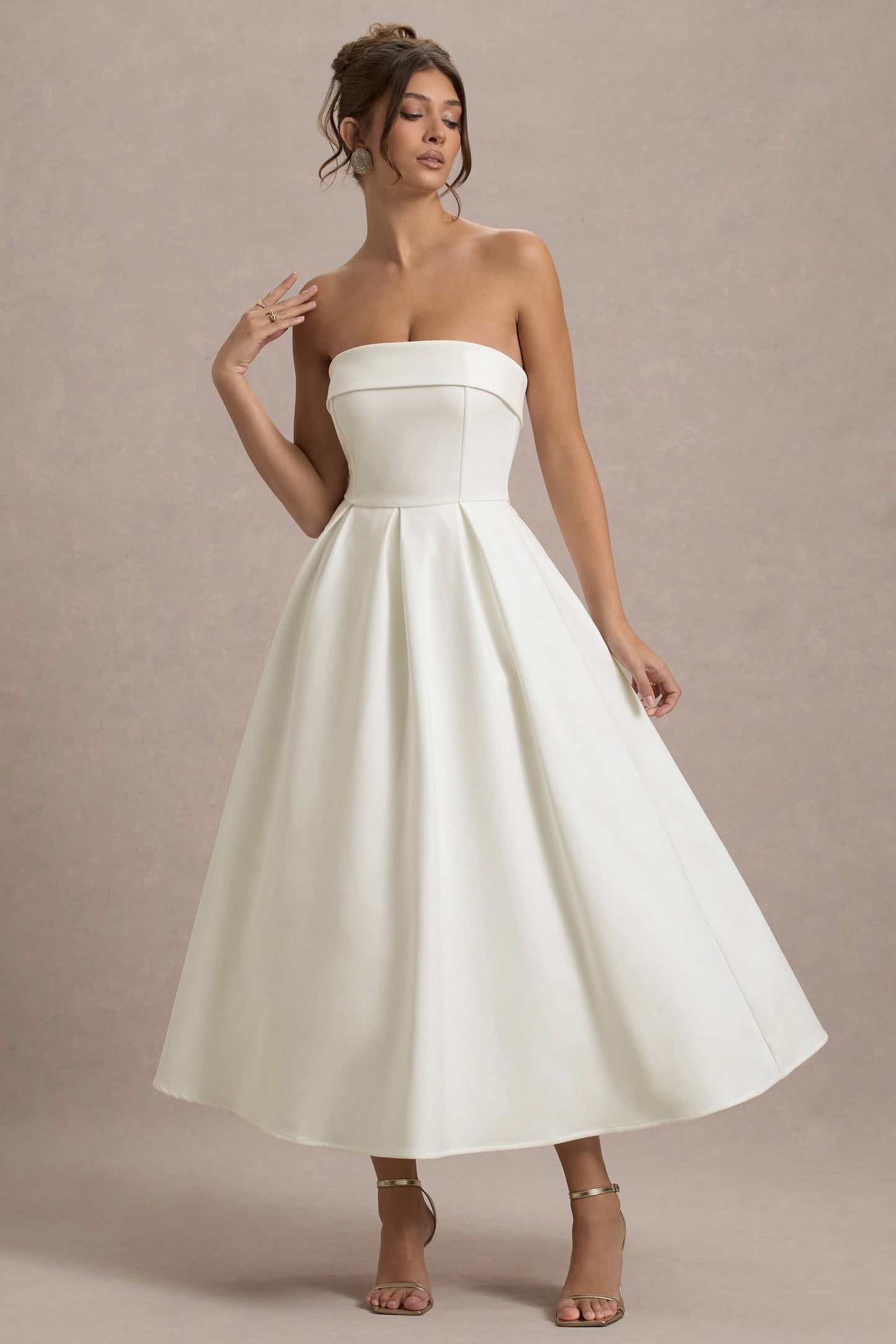 ANNE | Stylish Midi Dress with Off-Shoulder Neckline