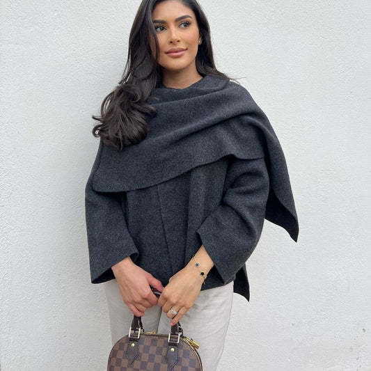 Maeli – Cozy-Chic Winter Coat with Built-In Scarf for Women - perlanotturna