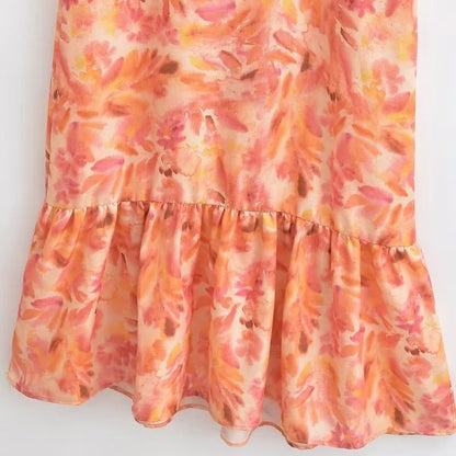Elara – Flowy Ruffled Floral Dress for Women - perlanotturna