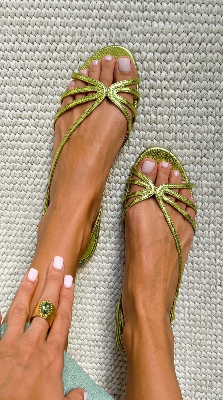 Metallic Shiny Sandals with Straps