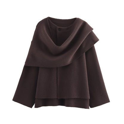 Maeli – Cozy-Chic Winter Coat with Built-In Scarf for Women - perlanotturna