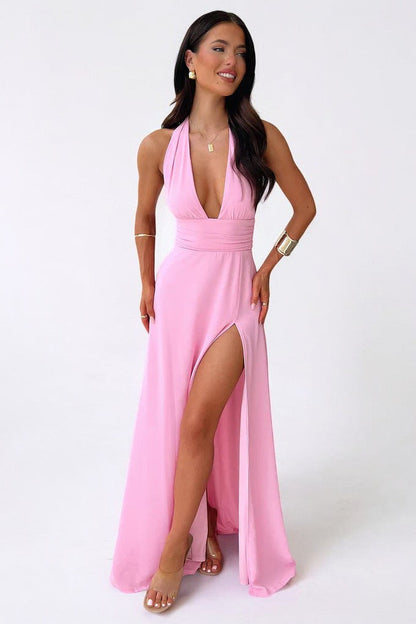 LILLI | Stylish Halter Maxi Dress with High Slit
