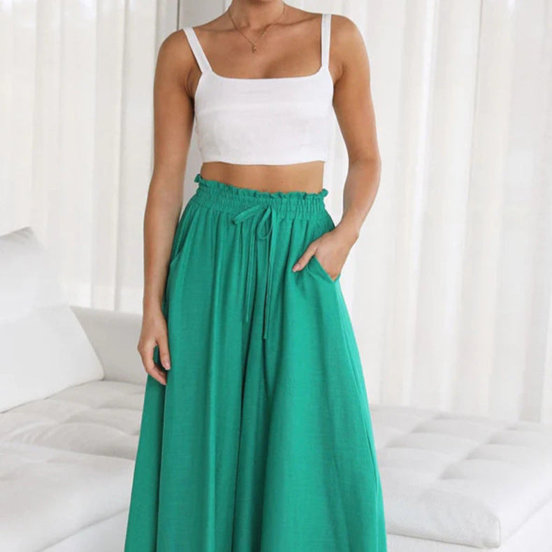 Solara – High Waist Palazzo Pants with Tie & Pockets for Women | Women’s Fashion Clothing Online - perlanotturna