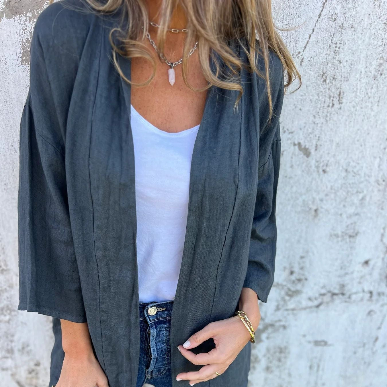 Veonna – Lightweight Cotton & Linen Cardigan