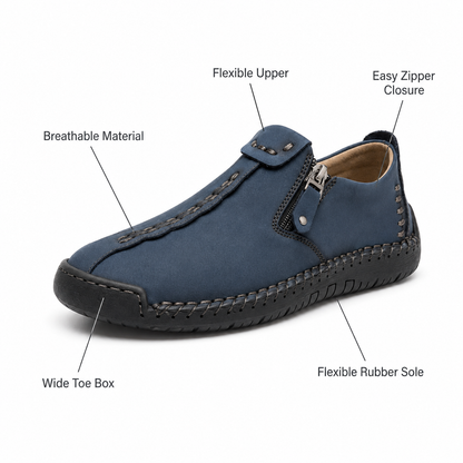 Vera™ – Hand-Stitched Slip-On Comfort Loafers | No-Bend Zipper, Wide Toe Box & All-Day Comfort