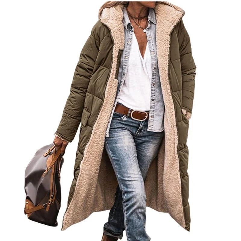 Wendbare, wattierte Slim-Fit-Mantel mit Kapuze - perlanotturna
