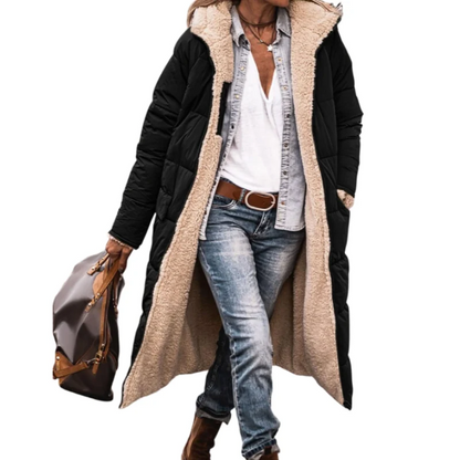 Wendbare, wattierte Slim-Fit-Mantel mit Kapuze - perlanotturna