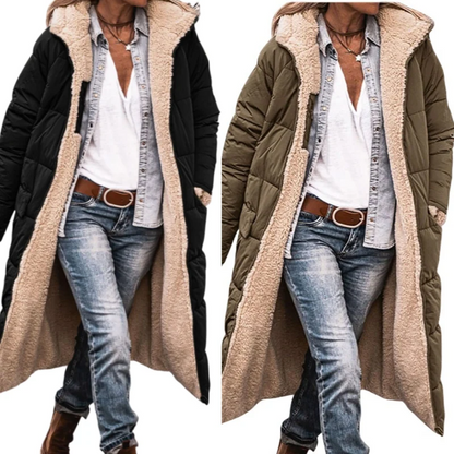 Wendbare, wattierte Slim-Fit-Mantel mit Kapuze - perlanotturna