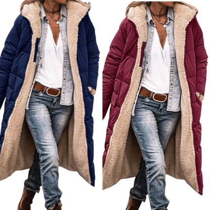 Wendbare, wattierte Slim-Fit-Mantel mit Kapuze - perlanotturna