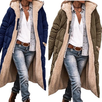 Wendbare, wattierte Slim-Fit-Mantel mit Kapuze - perlanotturna