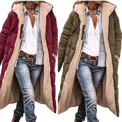 Wendbare, wattierte Slim-Fit-Mantel mit Kapuze - perlanotturna