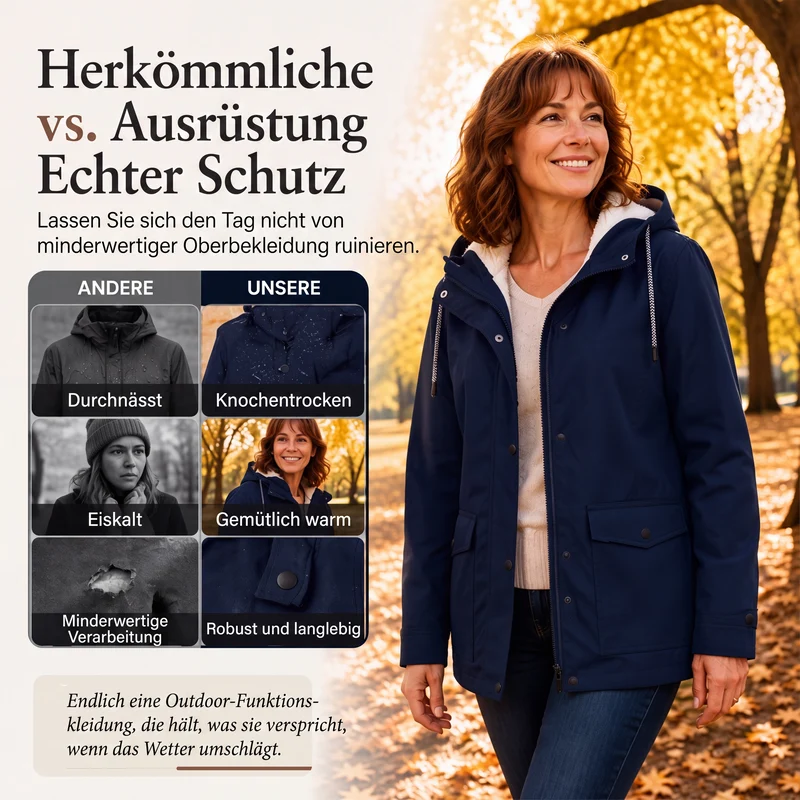 Neuheiten  Winddichte Jacke mit weichem Fleecefutter und Kapuze – für alle Wetterlagen - perlanotturna