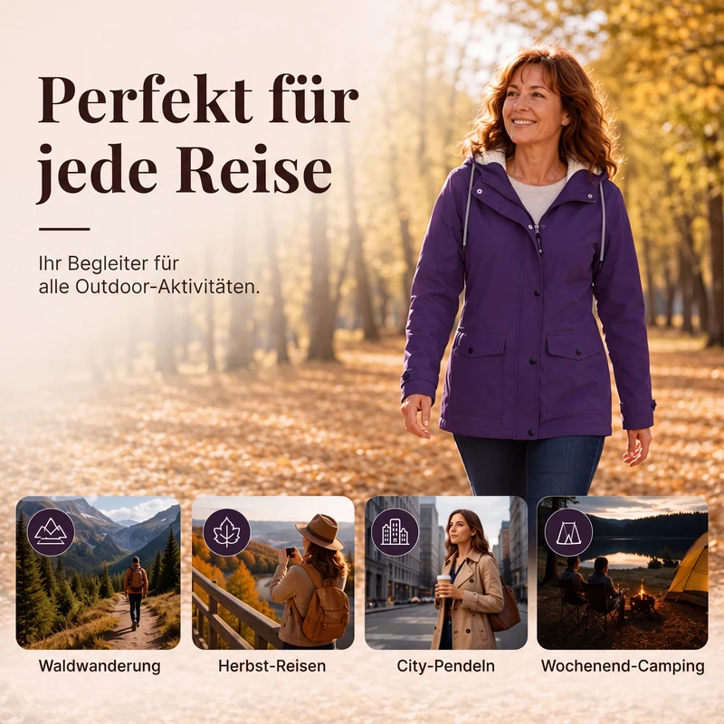 Neuheiten  Winddichte Jacke mit weichem Fleecefutter und Kapuze – für alle Wetterlagen - perlanotturna
