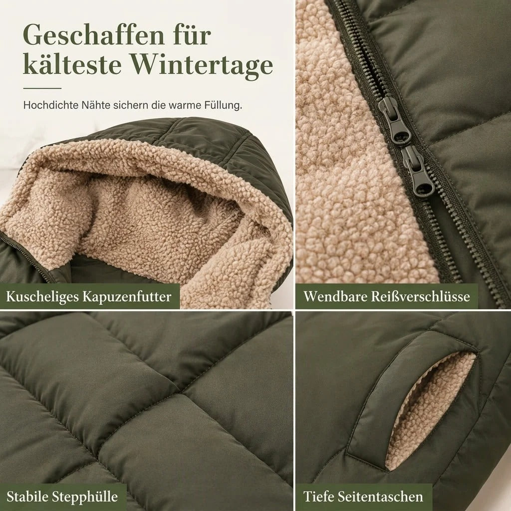 Wendbare, wattierte Slim-Fit-Mantel mit Kapuze - perlanotturna