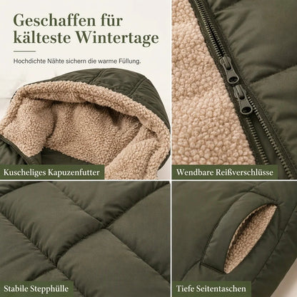 Wendbare, wattierte Slim-Fit-Mantel mit Kapuze - perlanotturna